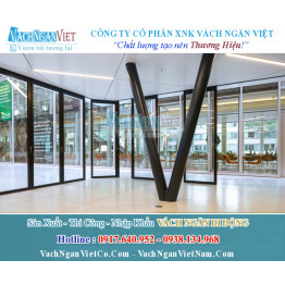 Vách Ngăn Kính Di Động Cho Nhà Hàng Có Khung 